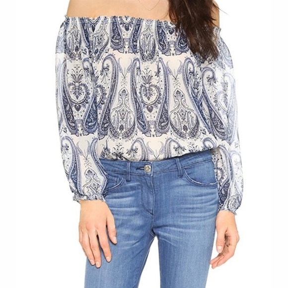 Joie Silk Off The Shoulder Paisley Blouse - Picture 3 of 9